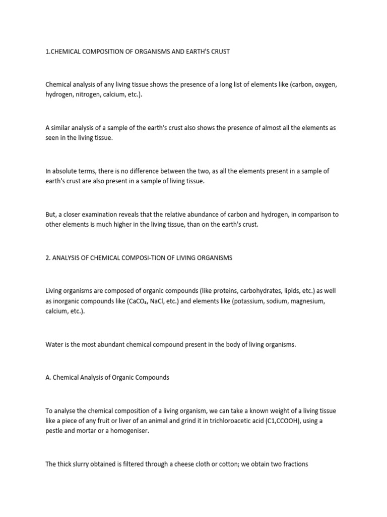 Chemical Composition of Organisms and Earth | PDF | Nucleotides | Amino ...