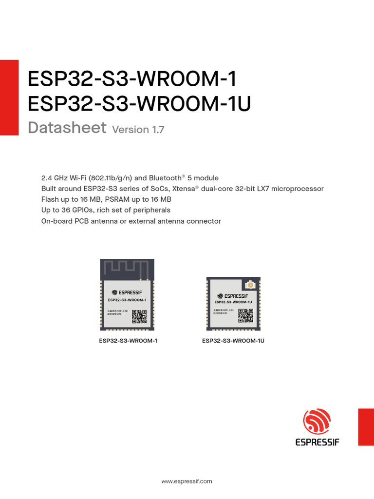 Esp32 s3 Wroom 1 Wroom 1u Datasheet En | PDF | Booting | Microcontroller