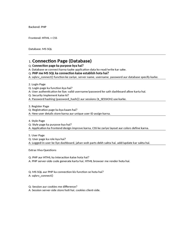 PHP MS SQL Connection & User Management | PDF