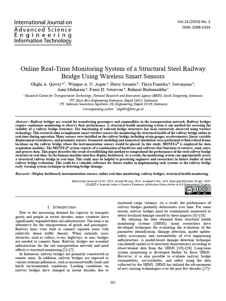 Online Real-Time Monitoring System of A Structural Steel Railway Bridge ...