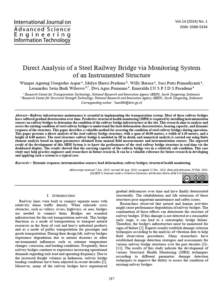 Direct Analysis of A Steel Railway Bridge Via Monitoring System of An ...