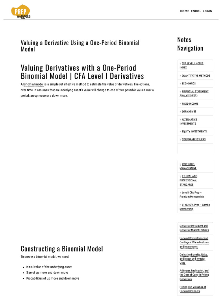 Valuing Derivatives: Binomial Model Guide | PDF | Derivative (Finance ...