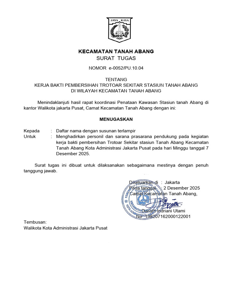 Surat Tugas Kerja Bakti Trotoar Stasiun 071225 SIGN | PDF