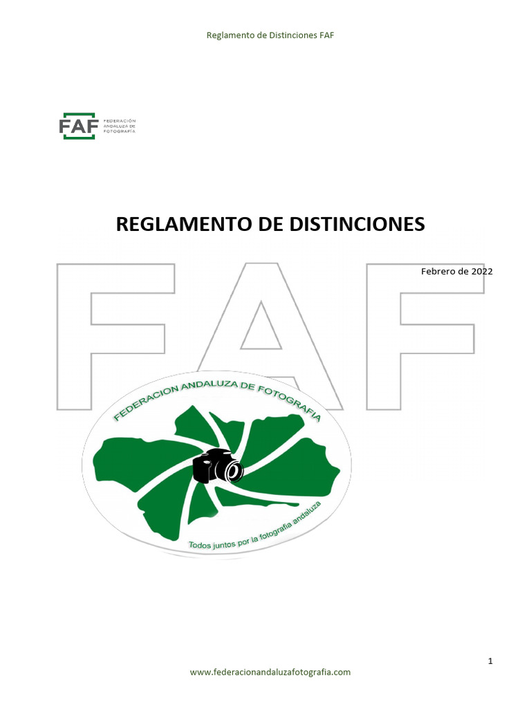 Reglamento de Distinciones FAF 2022 | PDF