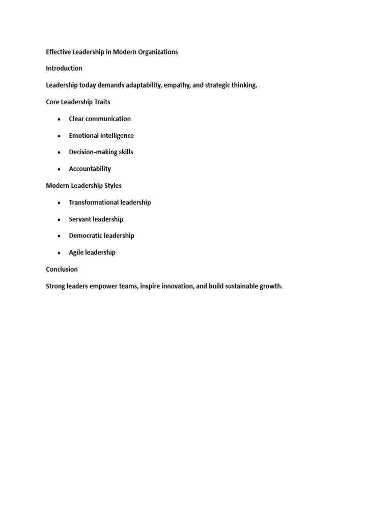 Effective Leadership in Modern Organizations | PDF
