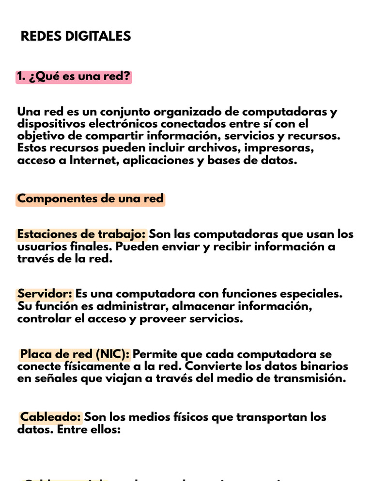 Guía Completa sobre Redes Digitales | PDF | Red de computadoras ...