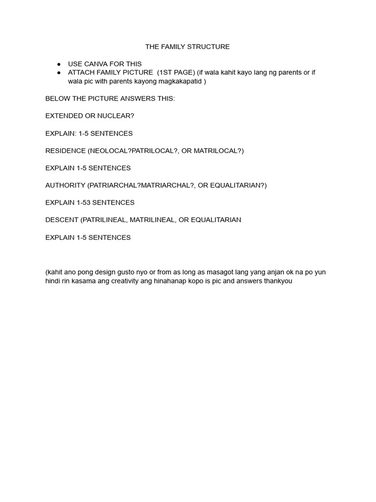 The Family Structure Activity | PDF
