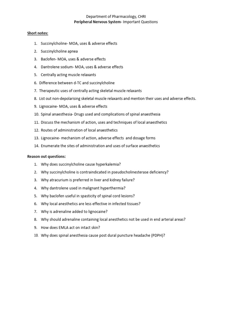 Peripheral Nervous System Pharmacology Insights | PDF