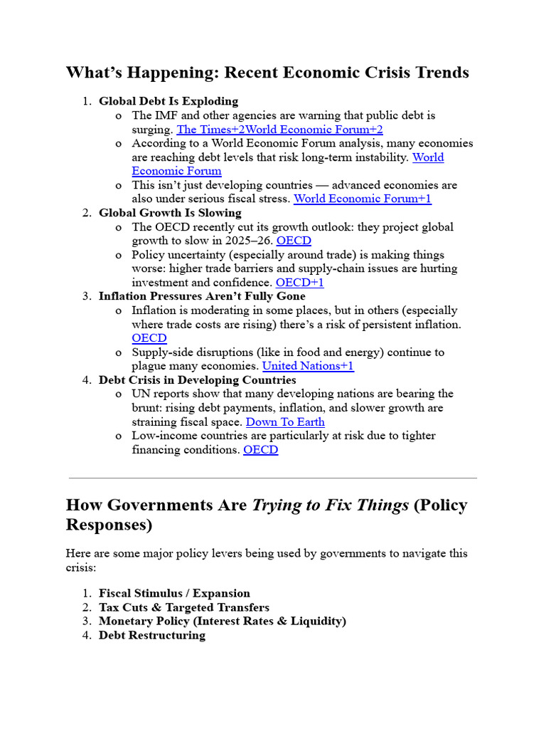 Economic Crisis Trends and Responses | PDF | Fiscal Policy | Taxes