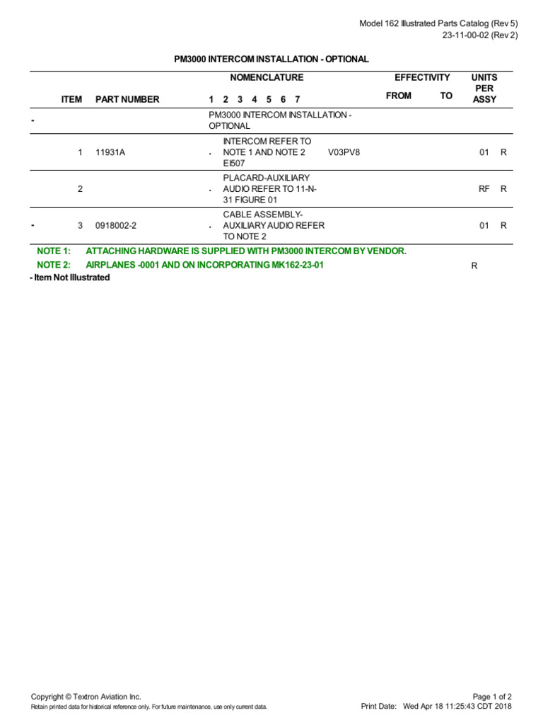 23-11-00 Figure 02 - Pm3000 Intercom Installation - Optional | PDF ...