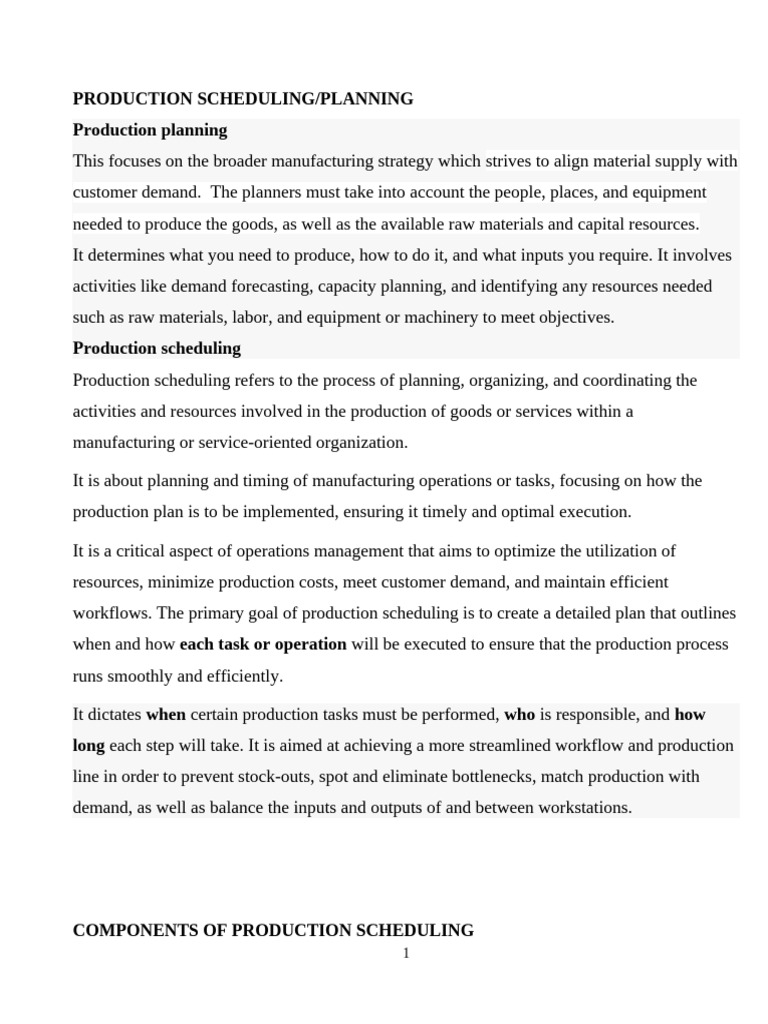 Effective Production Scheduling Guide | PDF | Inventory | Business ...