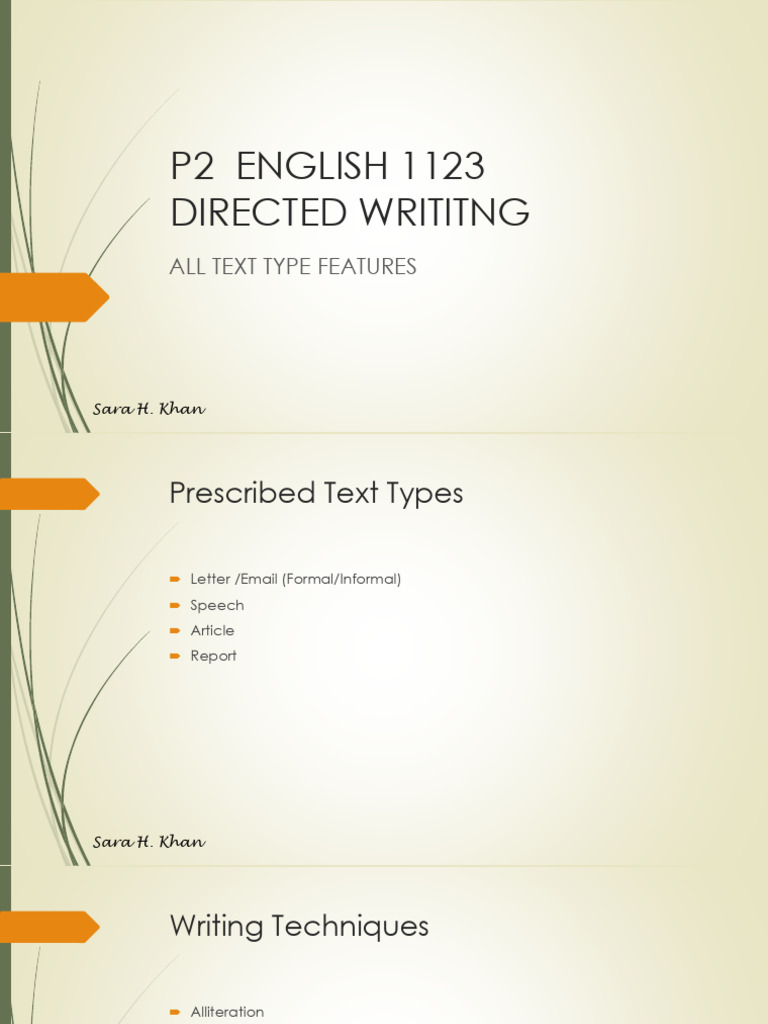Directed Writing Text Types Pdf Human Communication Linguistics