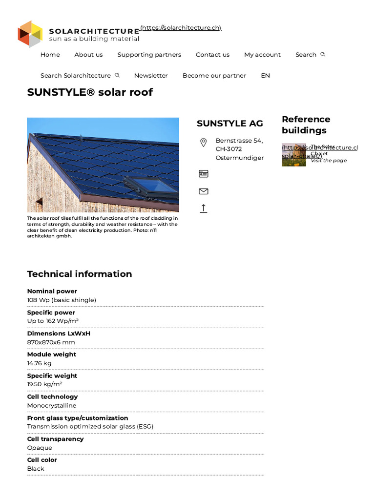 SUNSTYLE® Solar Roof Specifications | PDF | Roof | Solar Power