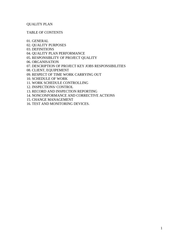 Quality Plan | PDF | Specification (Technical Standard) | Business