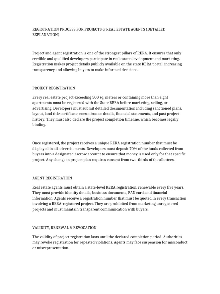 RERA_Document_3_Registration_Process_Detailed | PDF | Conveyancing | Deed