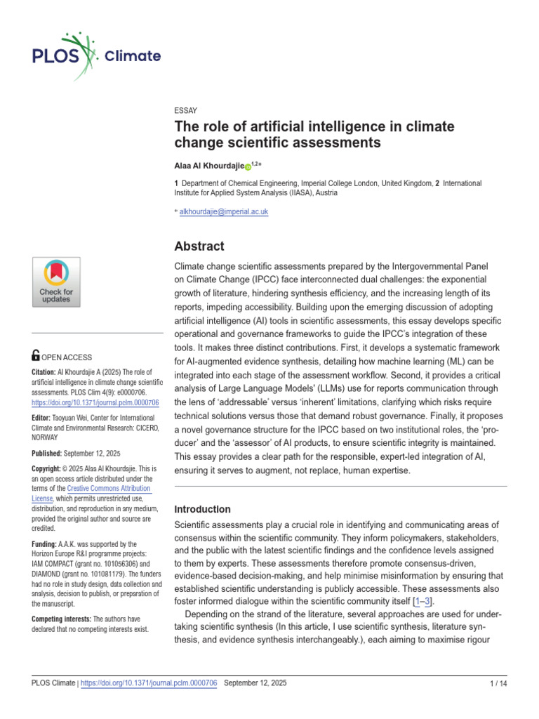 The Role of Artificial Intelligence in Climate Cha | PDF | Artificial ...
