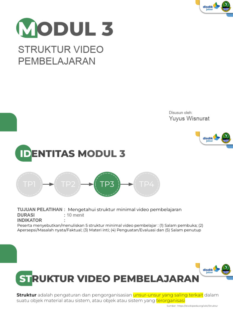 Modul 3 Struktur Video Pembelajaran | PDF