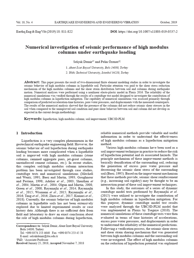 Seismic Performance of High Modulus Columns | PDF | Young's Modulus ...