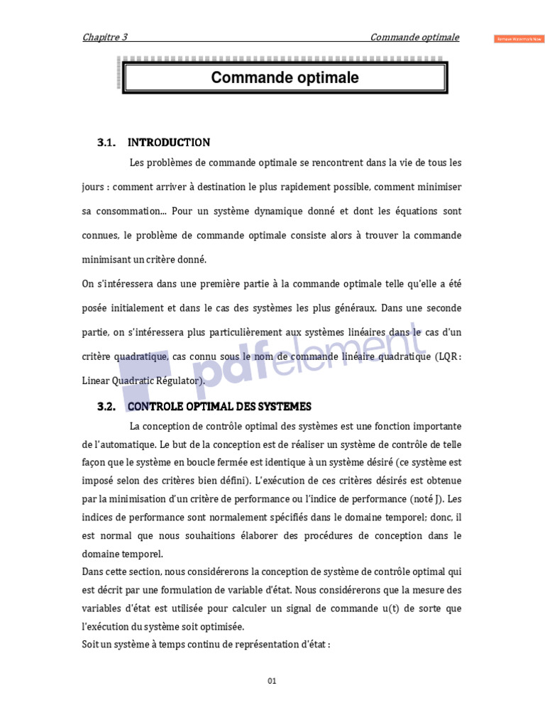 Commande optimale des systèmes dynamiques | PDF | Commande optimale ...