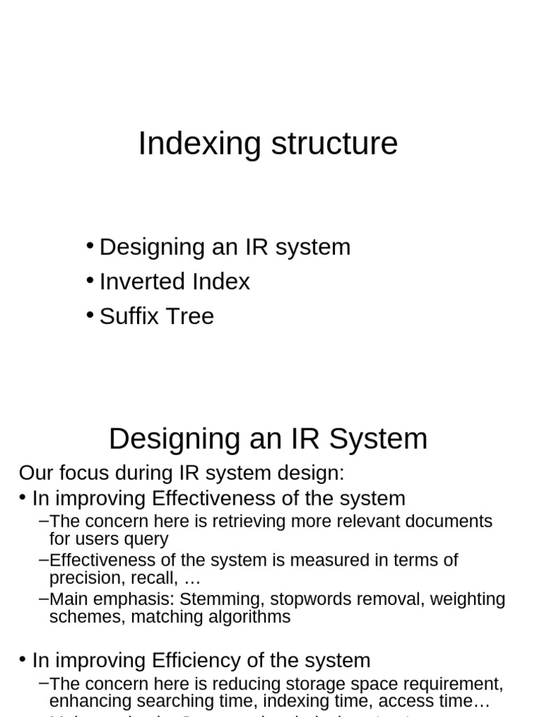 Indexing Techniques for IR Systems | PDF | Search Engine Indexing ...