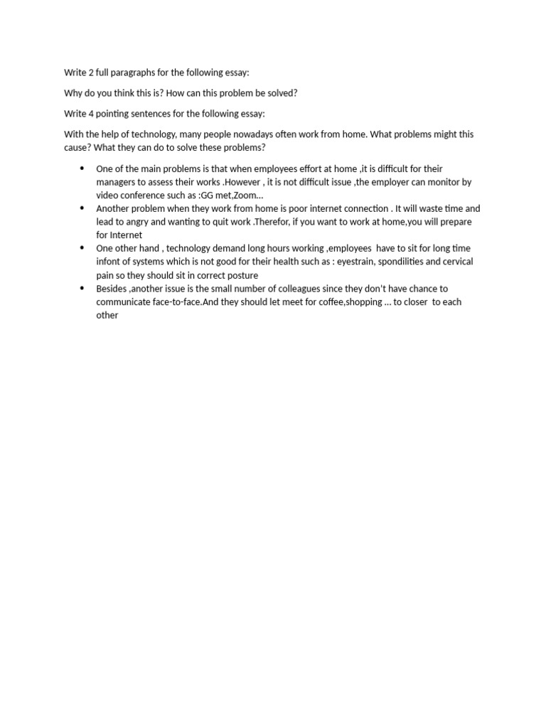 Write 2 Full Paragraphs for the Following Essay | PDF
