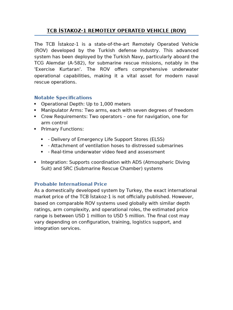TCB ISTAKOZ-1 ROV Bidding Document Bangladesh Navy | PDF