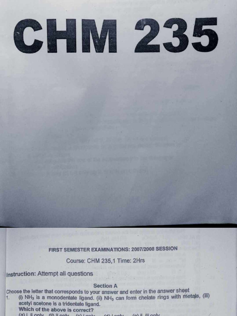Chem 235 Past Questions | PDF