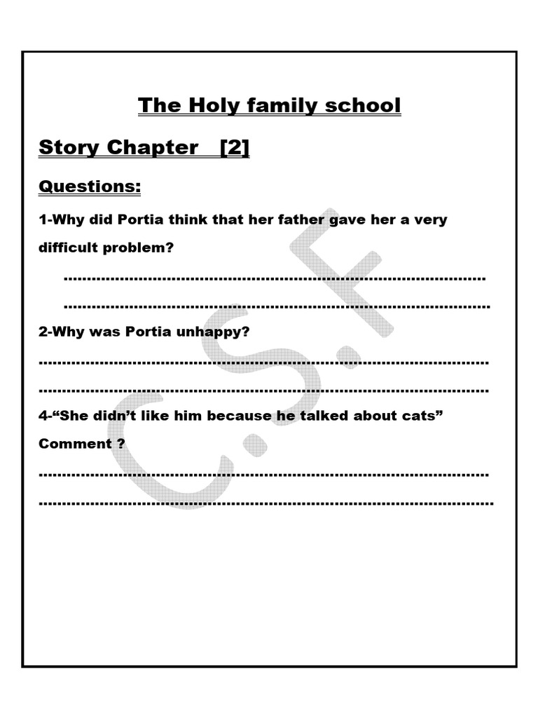 Holy Family School Chapter 2 Questions | PDF