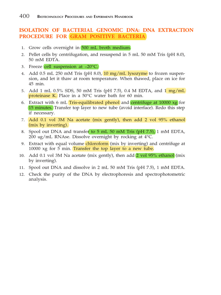 P5 Bacterial DNA Extraction Procedures (S. Harisha) | PDF | Agarose Gel ...