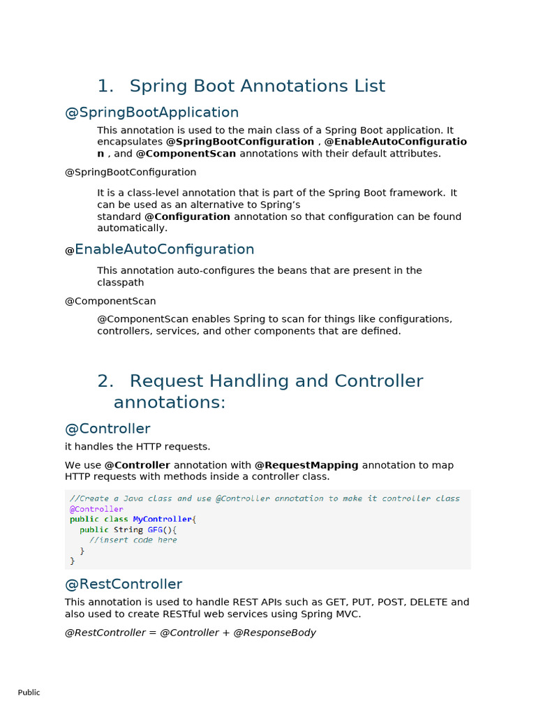 Comprehensive Spring Boot Annotations Guide | PDF | Spring Framework ...