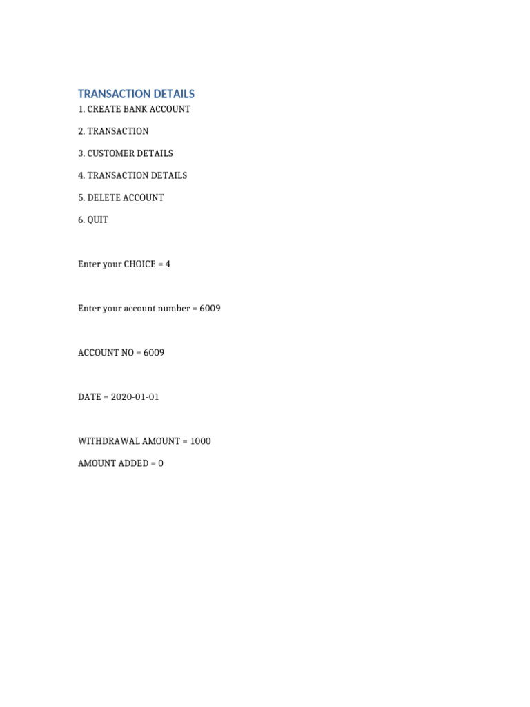 Bank Account Transaction Overview | PDF