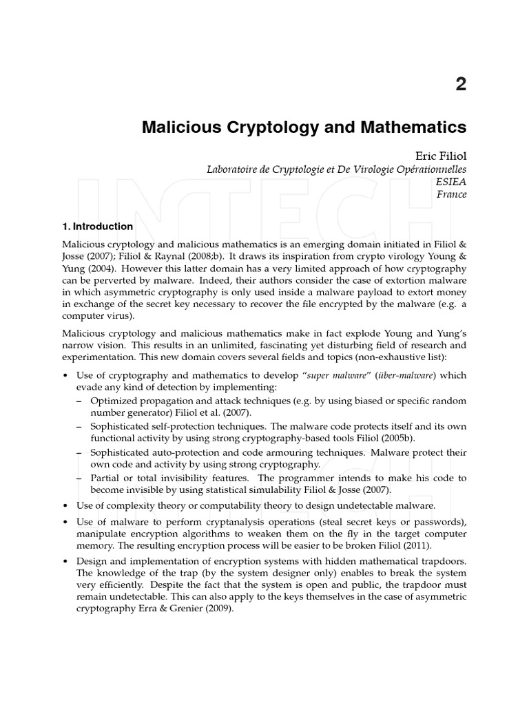 Malicious Cryptology and Mathematics 29700 | PDF | Malware | Cryptography