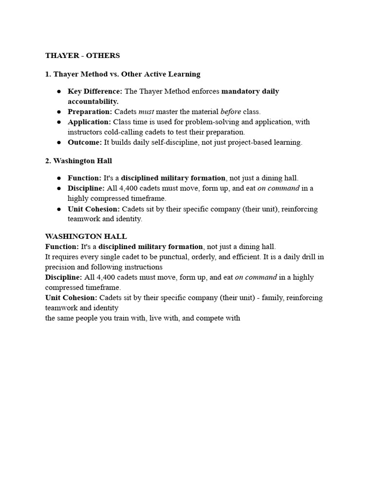 Thayer Method vs. Military Discipline | PDF