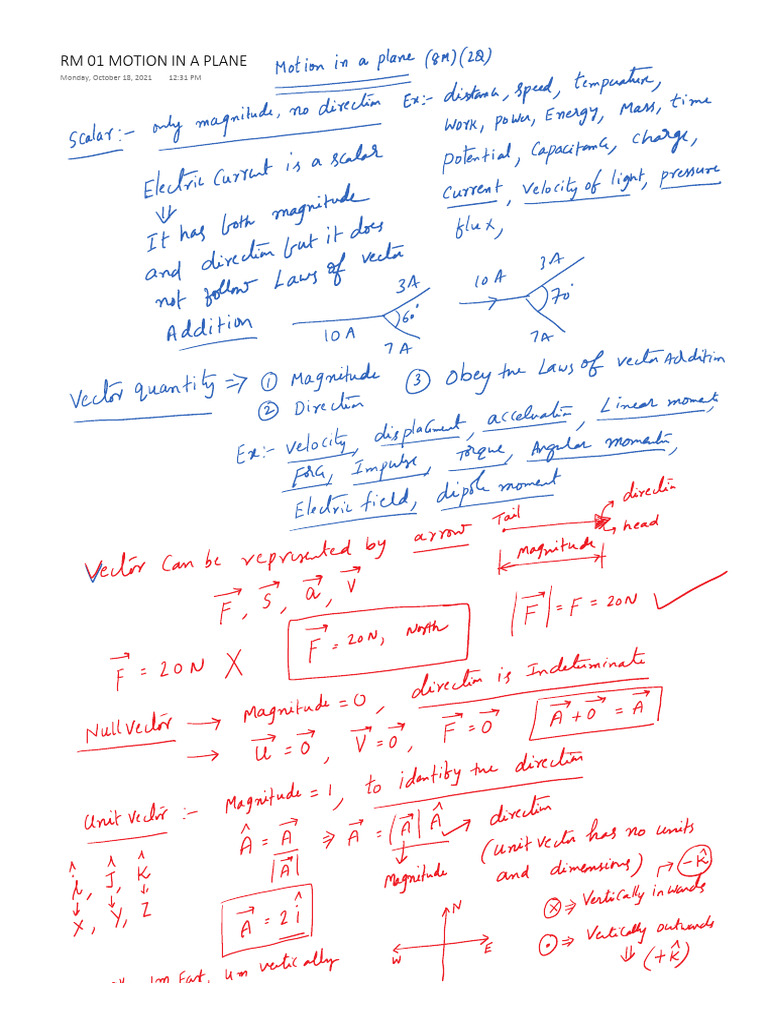 Motion in A Plane Rev | PDF