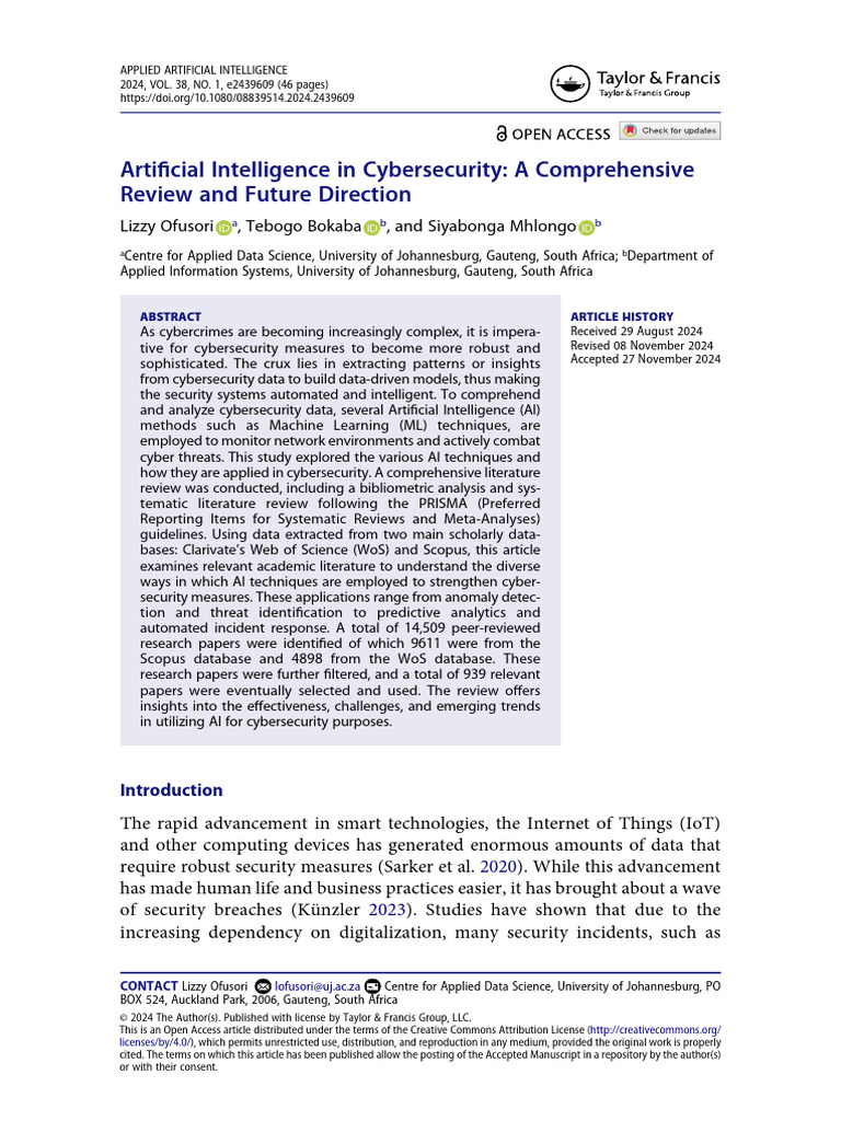AI Techniques in Cybersecurity Review | PDF | Machine Learning ...