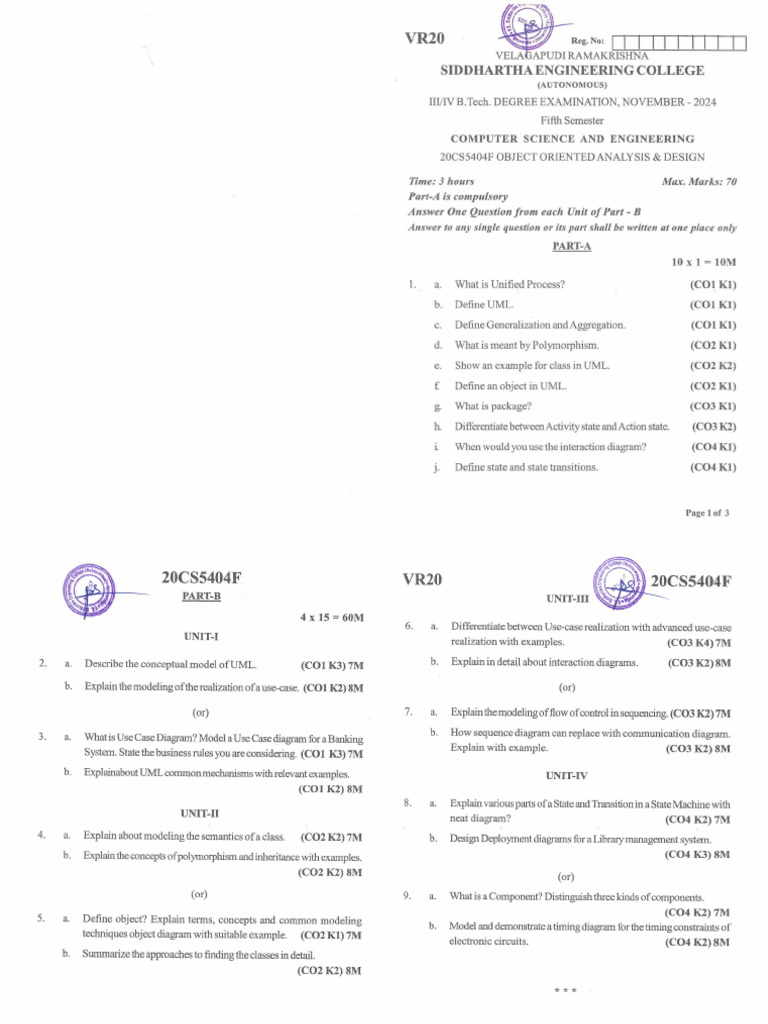 Object Oriented Analysis Exam Guide | PDF