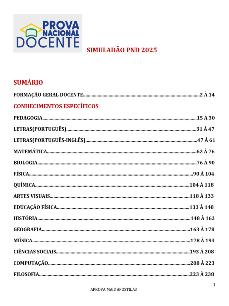 Apostilas Simuladão PND 2025: Conteúdos e Questões | PDF ...