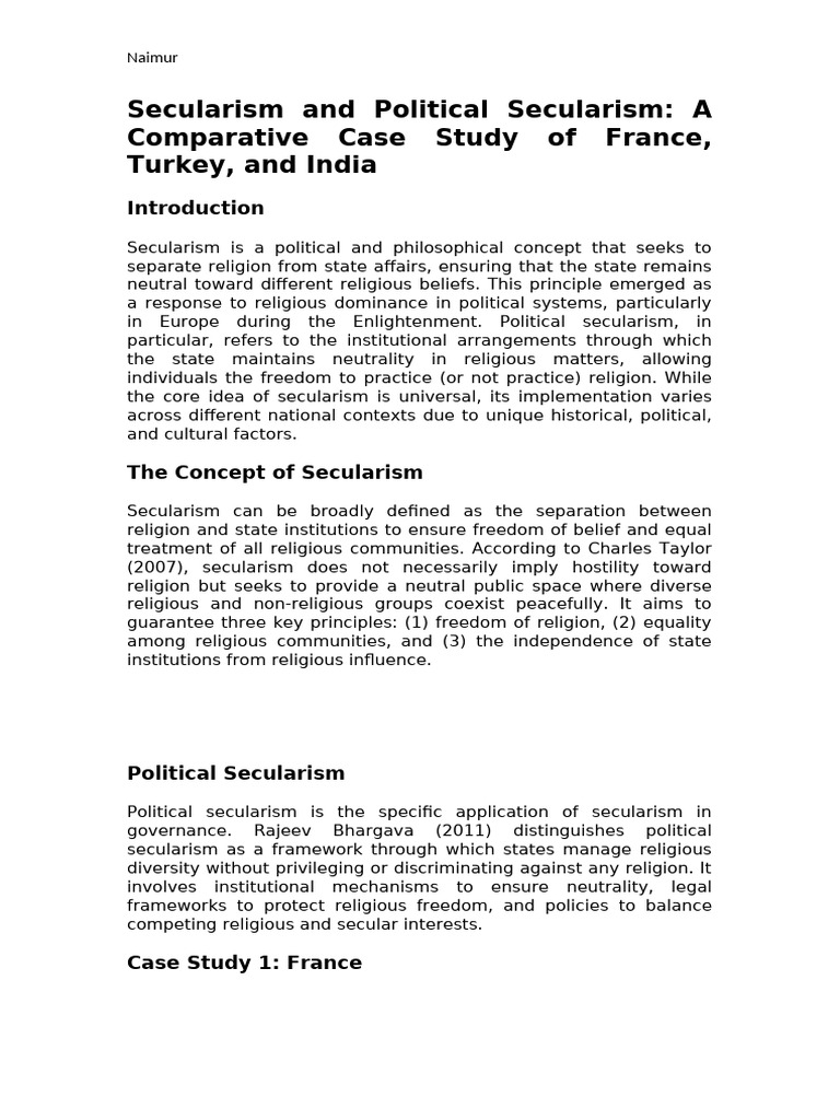Comparative Secularism: France, Turkey, India | PDF | Secularism ...