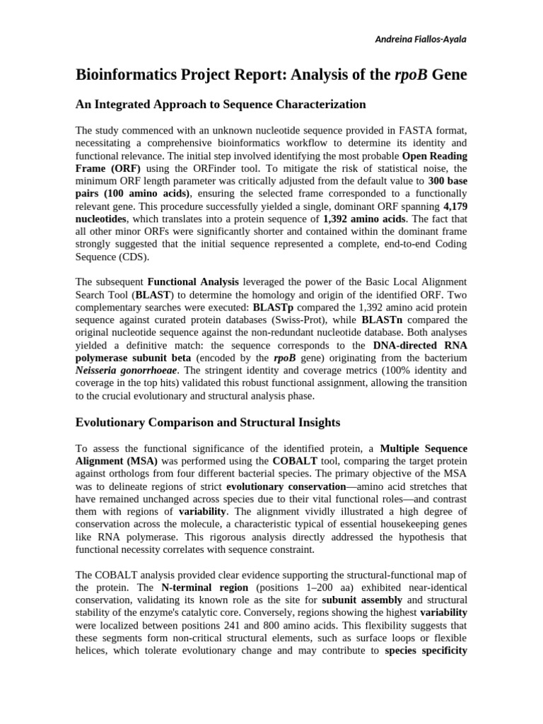 rpoB Gene Analysis in Bioinformatics | PDF | Nucleic Acid Sequence ...