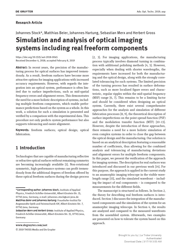 Simulation of Freeform Optical Systems | PDF | Optics | Mirror