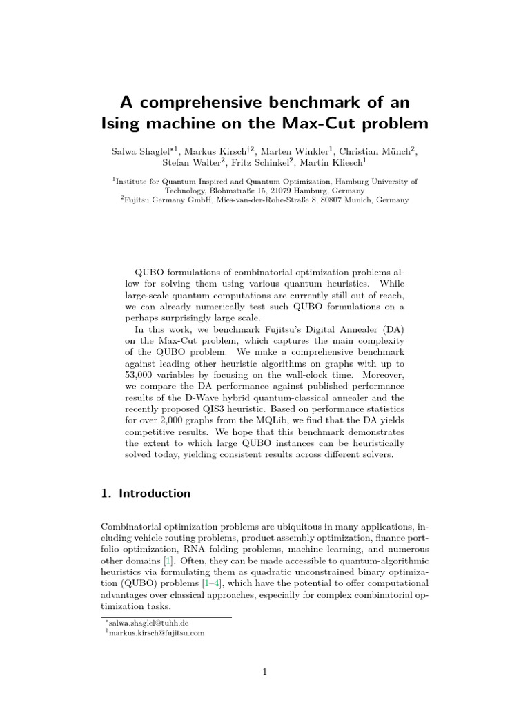 Benchmarking Ising Machines on Max-Cut | PDF | Quantum Computing ...