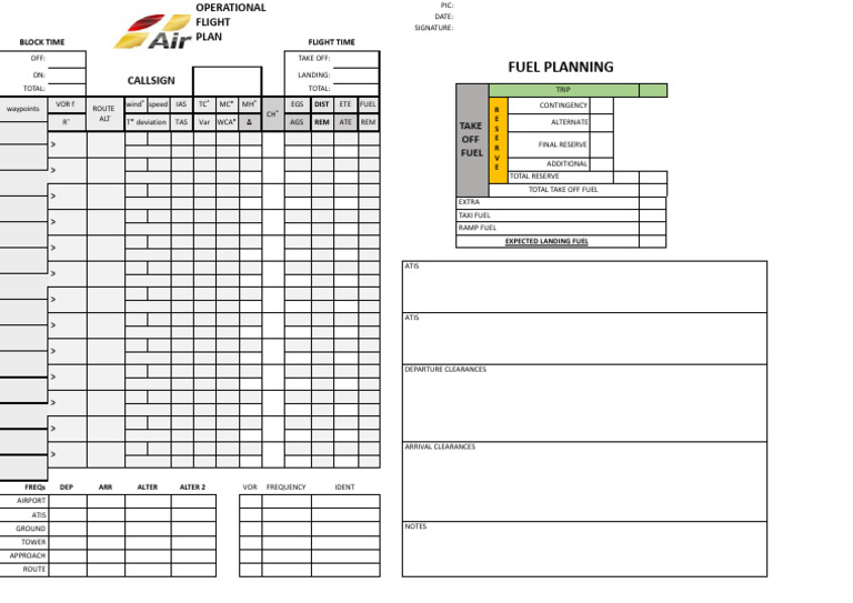 Flight Operational Plan Template | PDF | Aerospace | Aviation