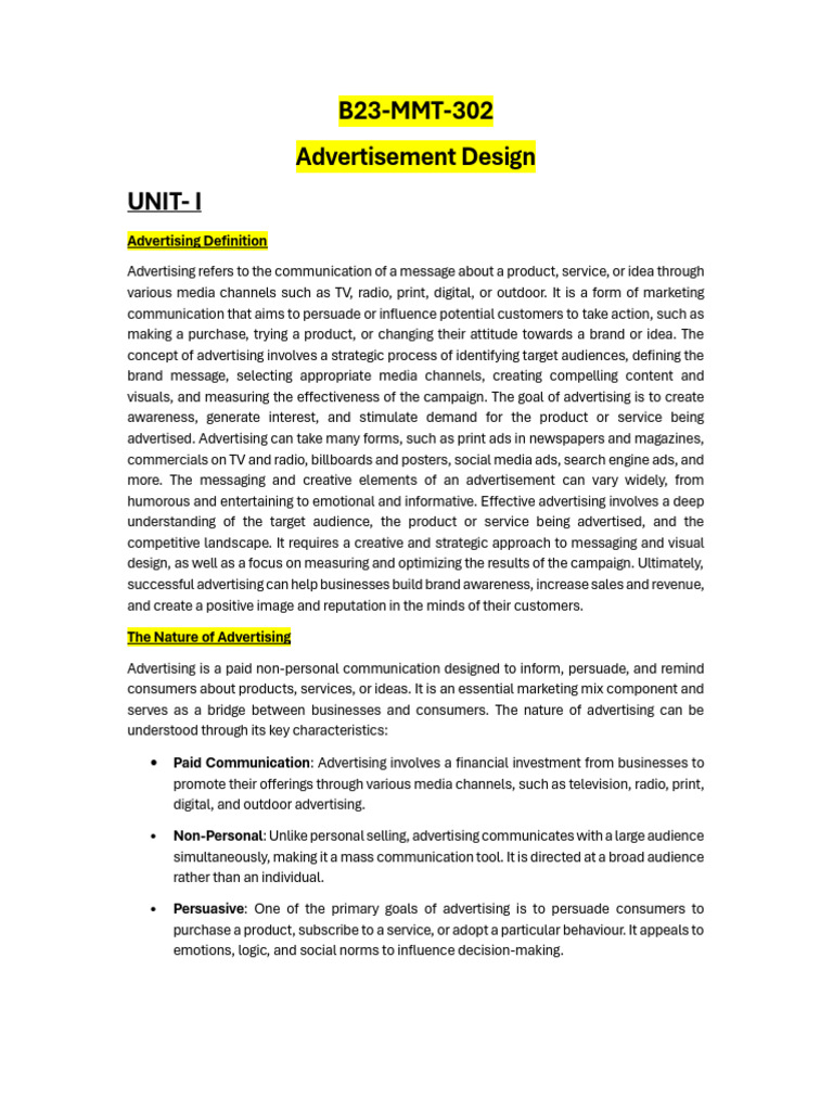Understanding Advertising Concepts and Theories | PDF | Advertising | Brand