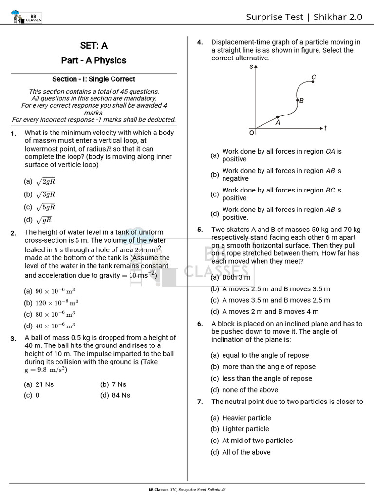 Physics Surprise Test Questions | PDF | Rotation Around A Fixed Axis ...