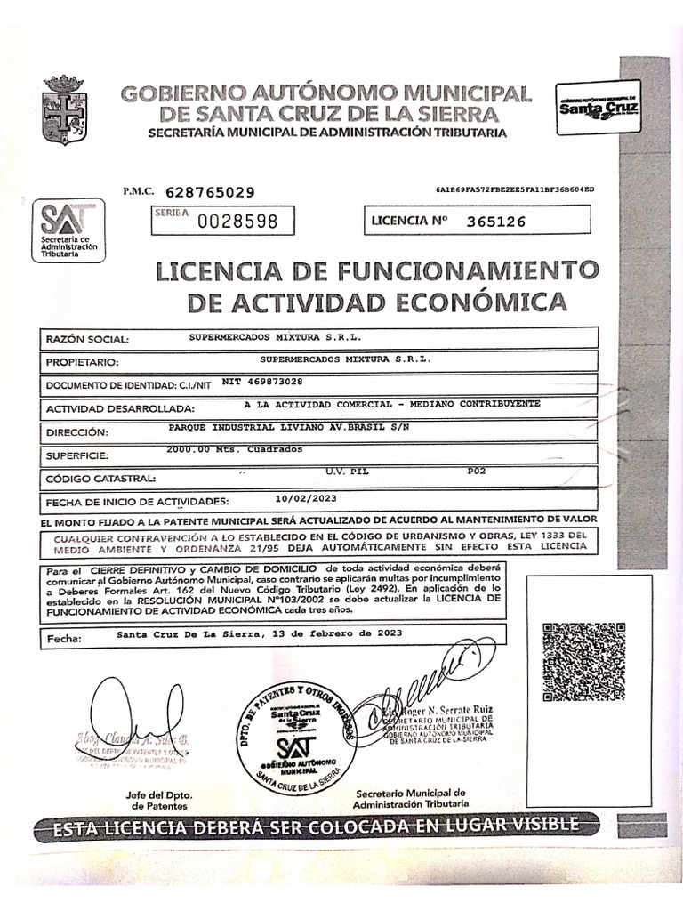 Licencia de Funcionamiento | PDF
