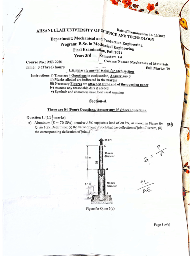 Mechanics of Materials QB | PDF