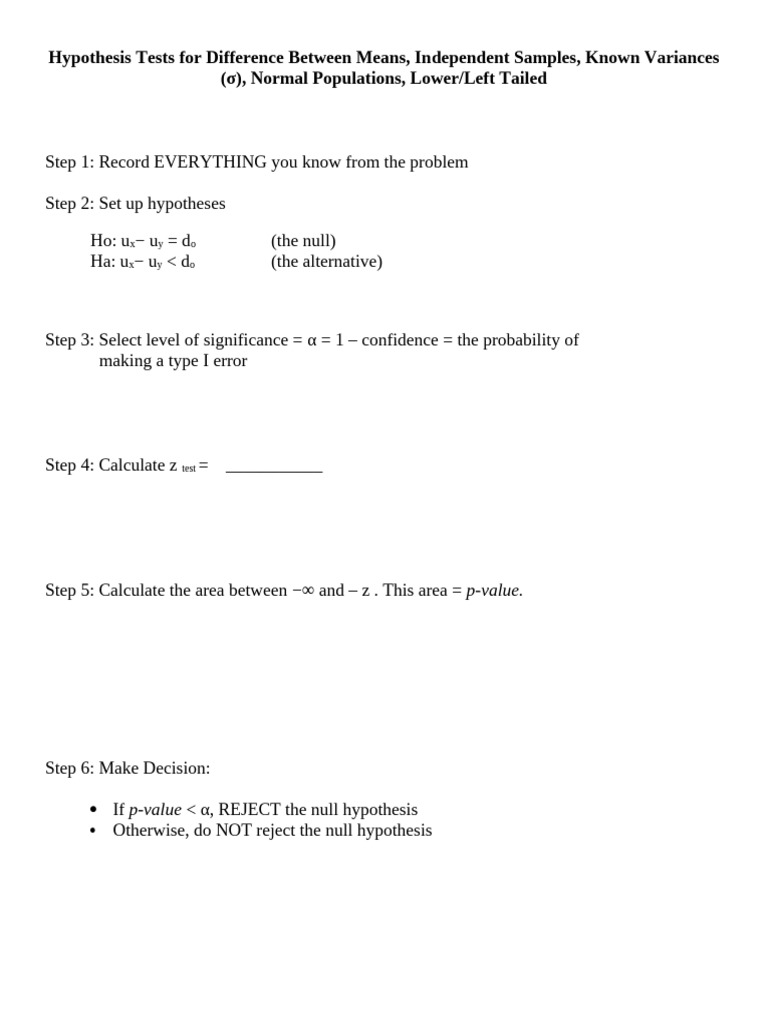 Hypothesis Testing: Independent Means | PDF