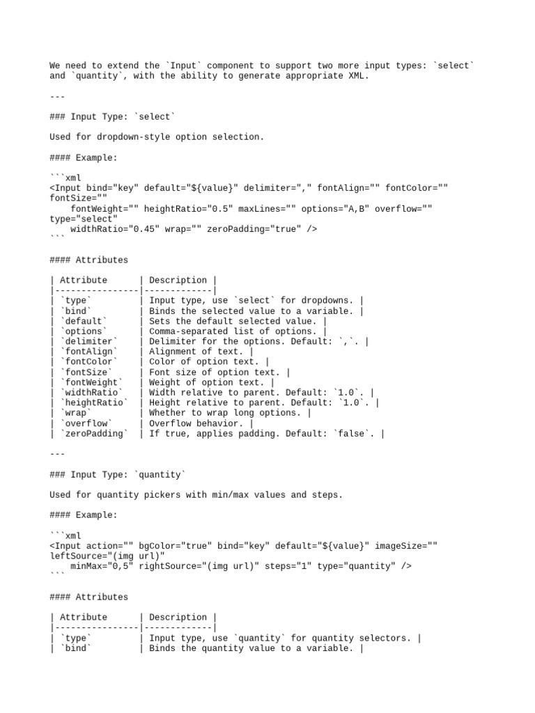 Extend Input Component: Select & Quantity | PDF | Computer Programming