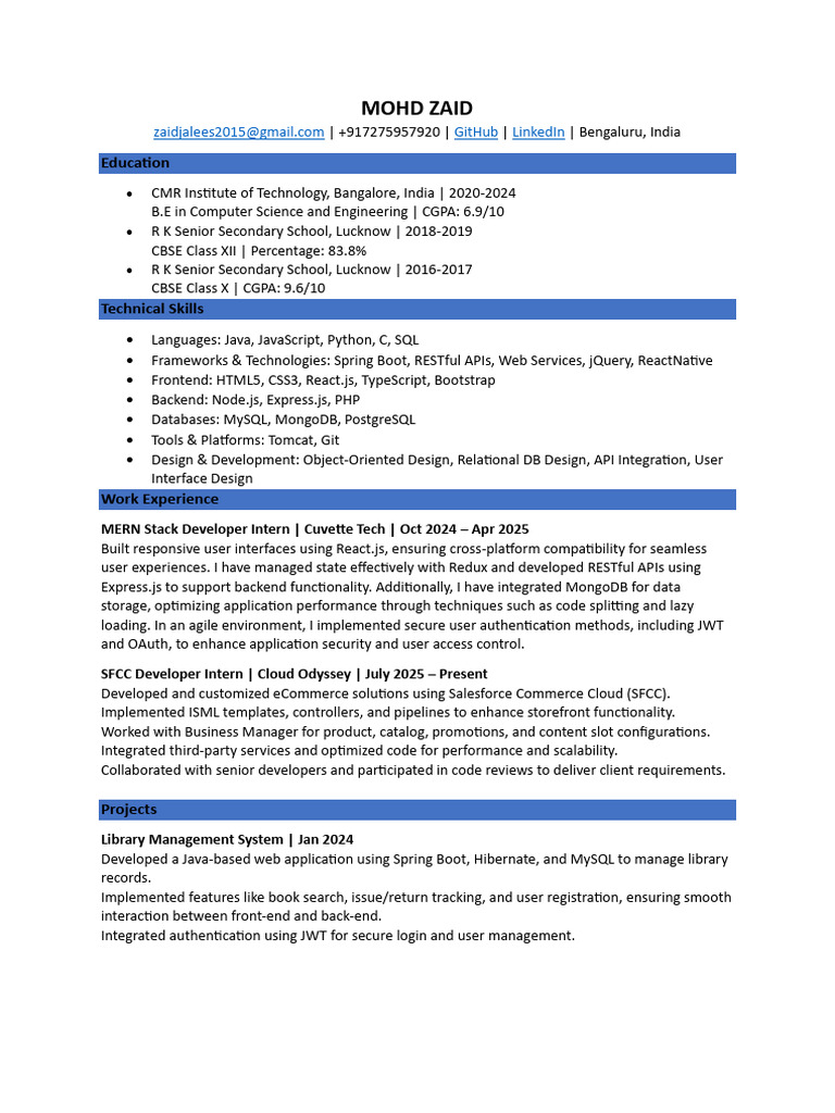 Mohd Zaid: Computer Science Profile | PDF | Databases | My Sql