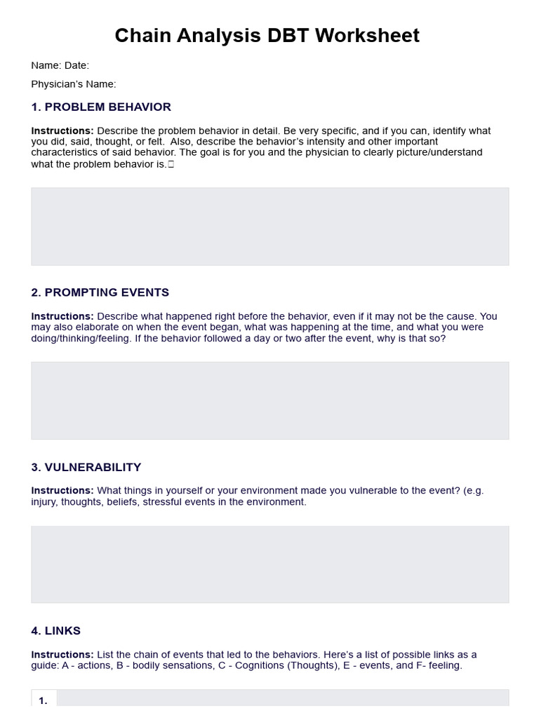 Chain Analysis DBT Worksheet Guide | PDF